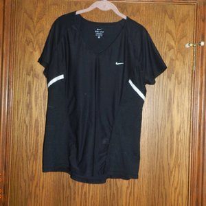 Women's Nike Black & White V Neck Top